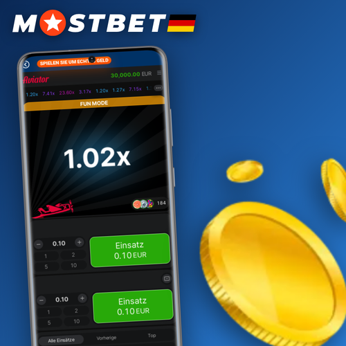 Mostbet Aviator Spieloberfläche mit rotem Flugzeug und steigendem Multiplikator