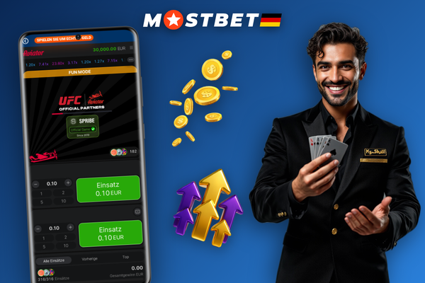 Mostbet Aviator Demo auf dem Smartphone mit Multiplikator und Cashout-Button im Hochformat