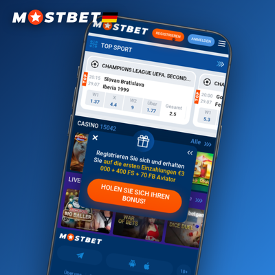 Mostbet App mit Live-Wetten und eingebettetem Videostream auf dem Smartphone-Display